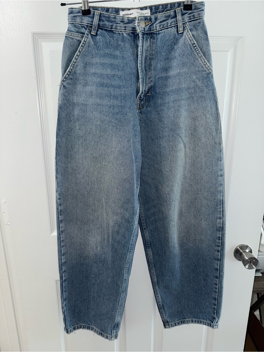 Bershka Light Blue High-Rise Denim Jeans